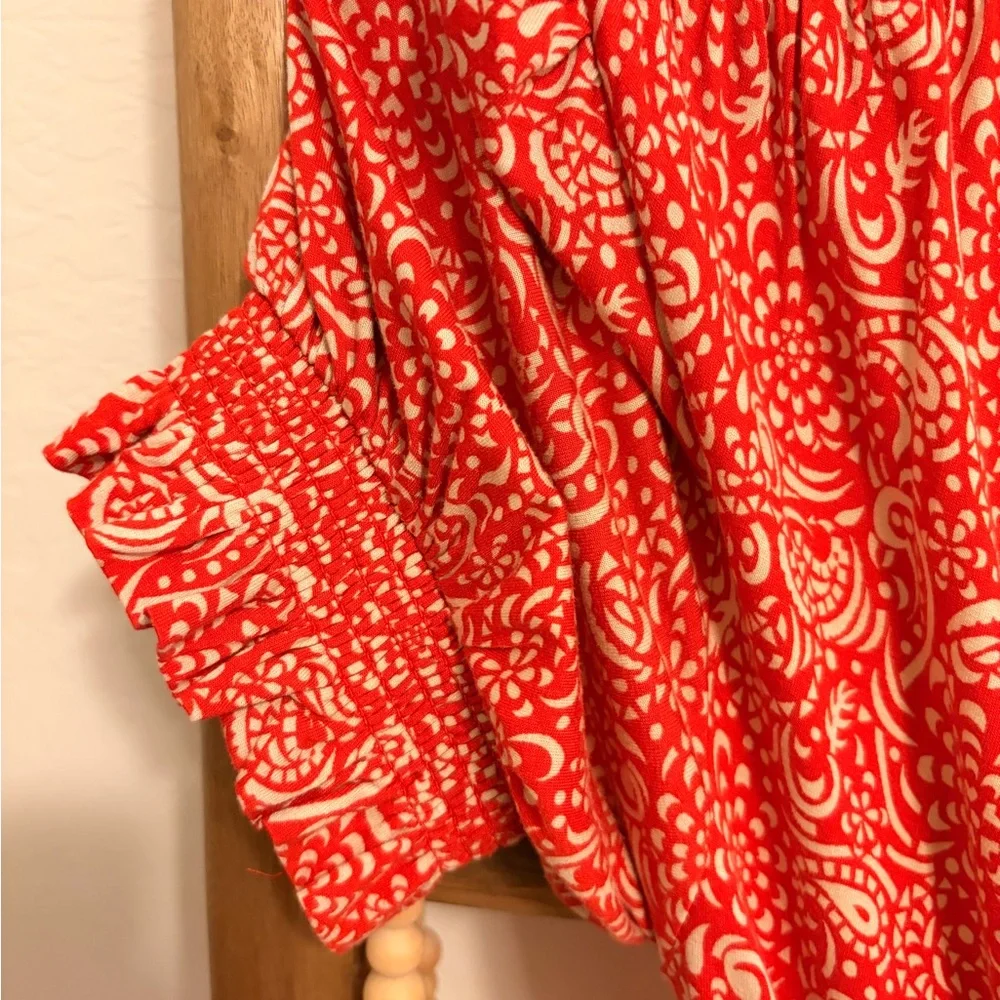 Boden Red Paisley Wrap Midi Dress - Picture 3 of 5